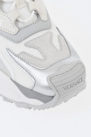 Low Leather And Fabric Sneakers With Iconic Monogram On The Sole