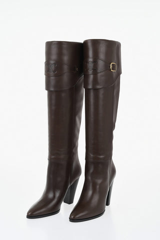 Leather Boots WILTERN with Gold Buckle and 9cm Heel