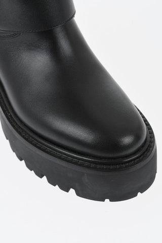 가죽 부츠 5cm 청키 솔