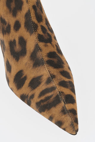 Suede Ankle Boots HONORE' with Animalier Print and 8,5cm Heel
