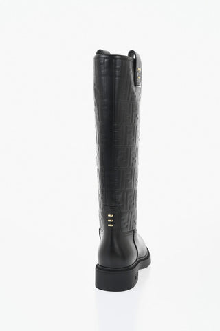 Leather Boots With All-Over Embossed Monogram