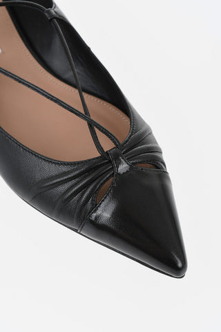 Lace-Up Ballet Flats GABI in Leather with Pointed Toe