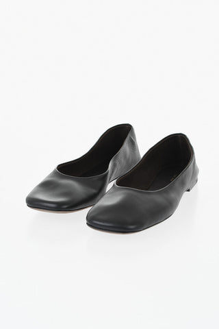 Leather Ballet Flats with Square Toe
