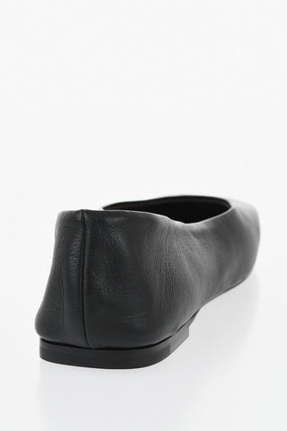 Leather Ballet Flats with Square Toe
