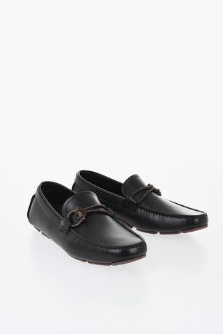 Leather Loafers with Gancini Detail