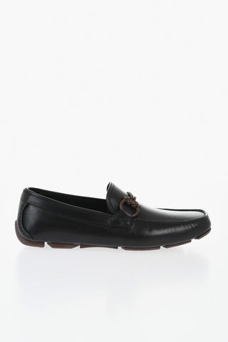 Leather Loafers with Gancini Detail