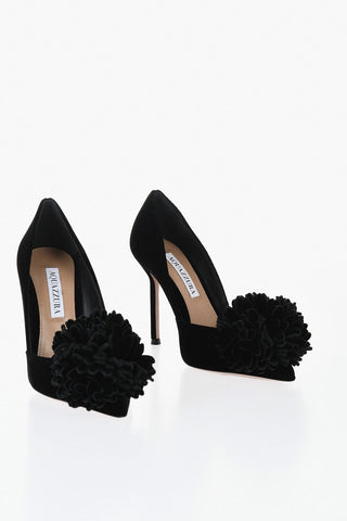 Velour COUTURIER Pumps with Maxi Pom Pom and 10.5 cm Heel