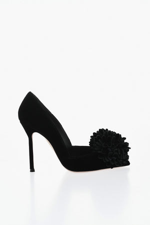 벨벳 COUTURIER 펌프스, 맥시 폼폼, 10.5cm 힐