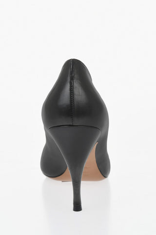 Waxed Leather Pumps With Pointed Toe And 9.5 cm Heel