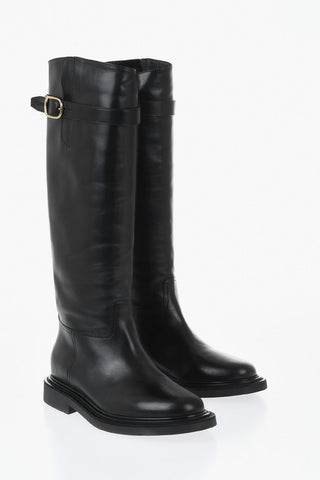 Leather Boots with Gold Buckle