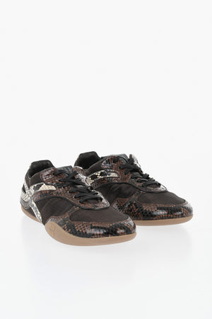 Sneakers Basse in Pitone con Lacci Bicolore