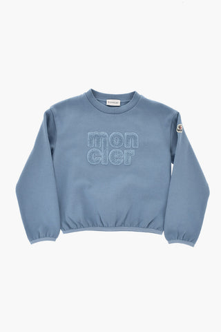 Felpa Girocollo in Cotone Felpato con Logo Fuzzy