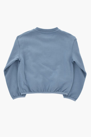 Felpa Girocollo in Cotone Felpato con Logo Fuzzy