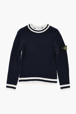 Virgin Wool-Blend Ribbed Crew-Neck Sweater