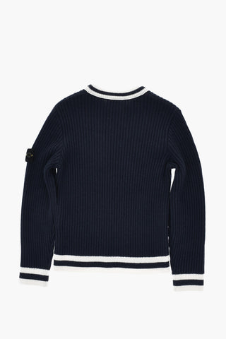 Virgin Wool-Blend Ribbed Crew-Neck Sweater