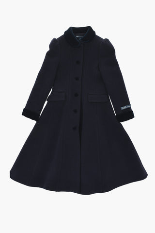Wool Coat PRINCESS with Collar and Velour Buttons