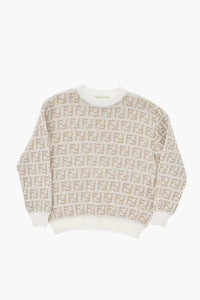 Zweifarbiger Rundhals-Pullover mit All-over-Monogramm