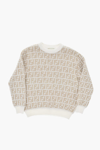 Zweifarbiger Rundhals-Pullover mit All-over-Monogramm