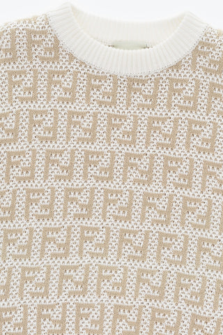 Zweifarbiger Rundhals-Pullover mit All-over-Monogramm