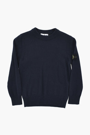 Rundhalspullover Aus Schurwollmischung Mit Logo-Patch