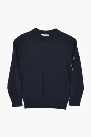Rundhalspullover Aus Schurwollmischung Mit Logo-Patch