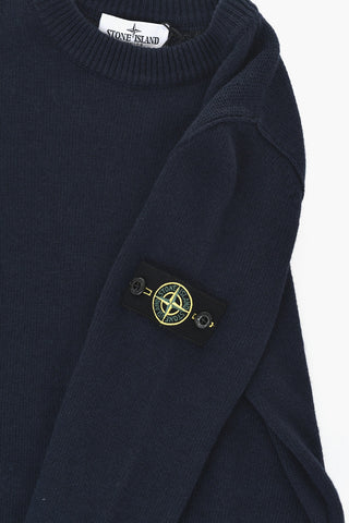 Rundhalspullover Aus Schurwollmischung Mit Logo-Patch