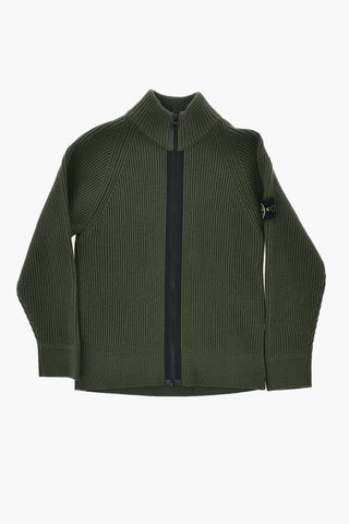 Ribbed Virgin Wool Turtleneck Sweater With Zip Closure