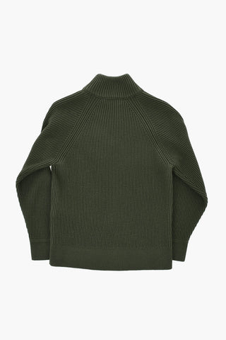 Ribbed Virgin Wool Turtleneck Sweater With Zip Closure