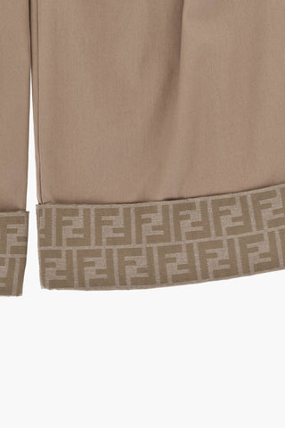 Cotton Palazzo Trousers with Cuffed Hem