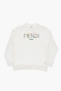Lightweight Cotton Crewneck Sweatshirt With Embroidery