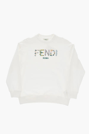 Lightweight Cotton Crewneck Sweatshirt With Embroidery
