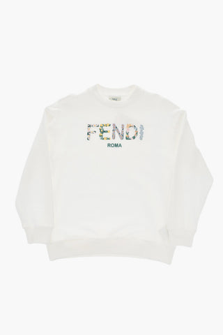 Lightweight Cotton Crewneck Sweatshirt With Embroidery