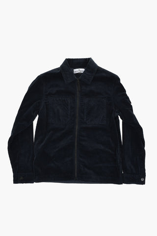 Ribbed Velour Overshirt with Double Pocket