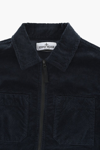 Ribbed Velour Overshirt with Double Pocket