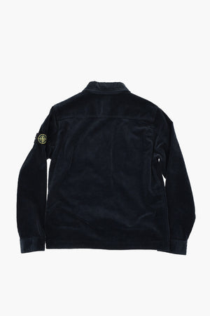 Geripptes Velours-Overshirt mit Doppel-Tasche