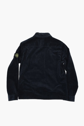 Ribbed Velour Overshirt with Double Pocket