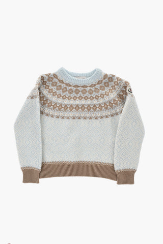 Virgin Wool Color Block Crewneck Sweater