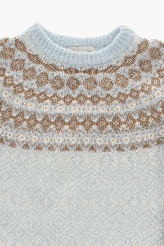 Virgin Wool Color Block Crewneck Sweater