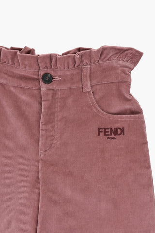 High-Waist Ribbed Velour Trousers