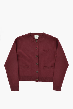 Virgin Wool Cardigan with Tone-on-Tone Logo