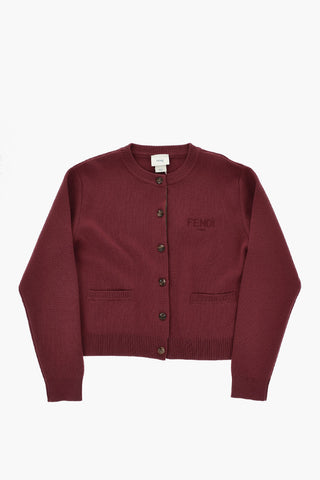 Virgin Wool Cardigan with Tone-on-Tone Logo