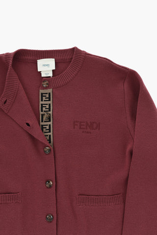 Virgin Wool Cardigan with Tone-on-Tone Logo