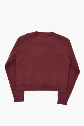 Virgin Wool Cardigan with Tone-on-Tone Logo