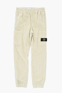 Ribbed Velour Cargo Pants With Elastic Waist
