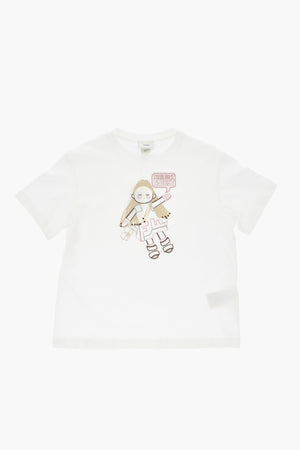 Cotton Crewneck T-Shirt with Raised Embroidery