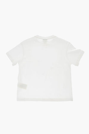 Cotton Crewneck T-Shirt with Raised Embroidery