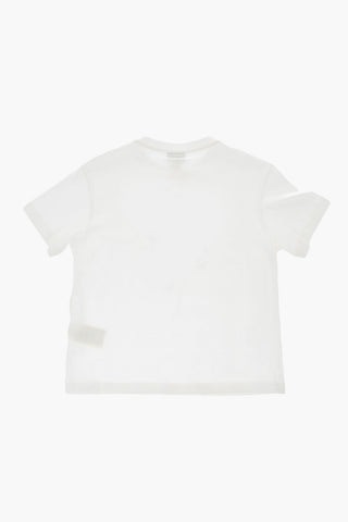 Baumwoll-T-Shirt mit Rundhalsausschnitt und erhabener Stickerei