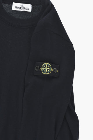 Rundhalspullover Aus Schurwolle Mit Logo-Patch