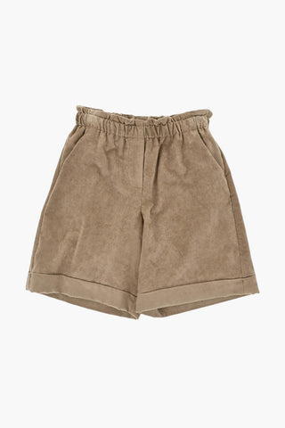 Velours-Shorts mit Rippenstruktur und elastischem Bund