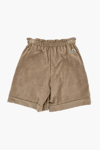 Velours-Shorts mit Rippenstruktur und elastischem Bund